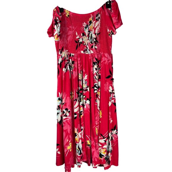 Torrid Super Soft Floral Smocked Midi Dress Pockets Rayon Spandex Size 1 - Picture 10 of 14